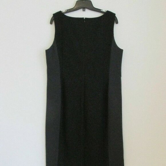 NWT EILEEN FISHER Charcoal Stretch Color Block Scoop Neck Sleeveless Dress 12 14 - Picture 7 of 7